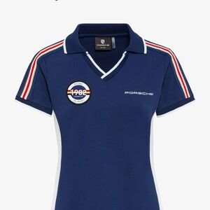 Porsche Design Blue Polo Shirt with Red and Yellow Accents